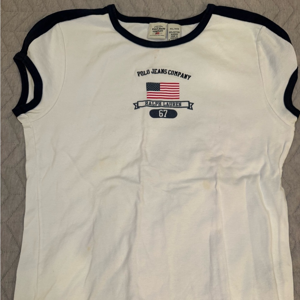 Ralph Lauren White Tee with Navy Accents